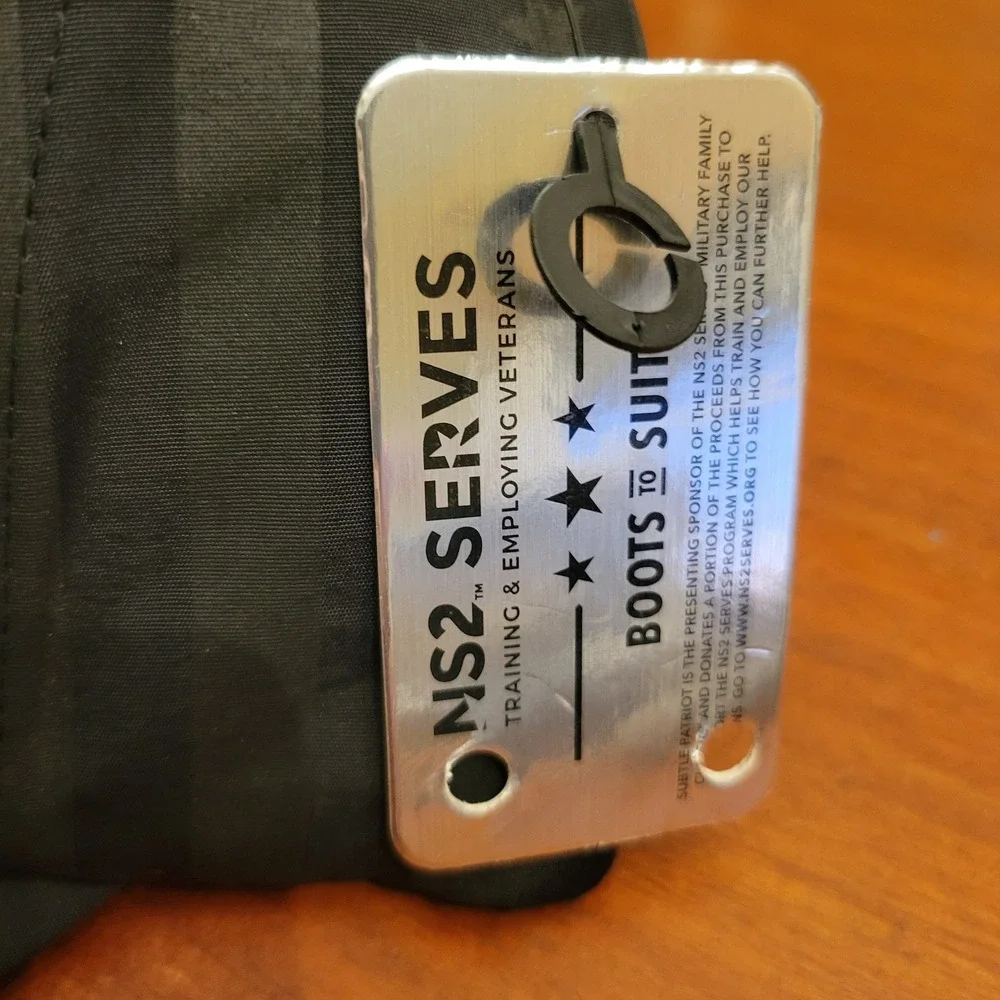 Subtle Patriot Eagle Logo Black/Gray Flag Print Adjustable Buckle Hat‎ Vented